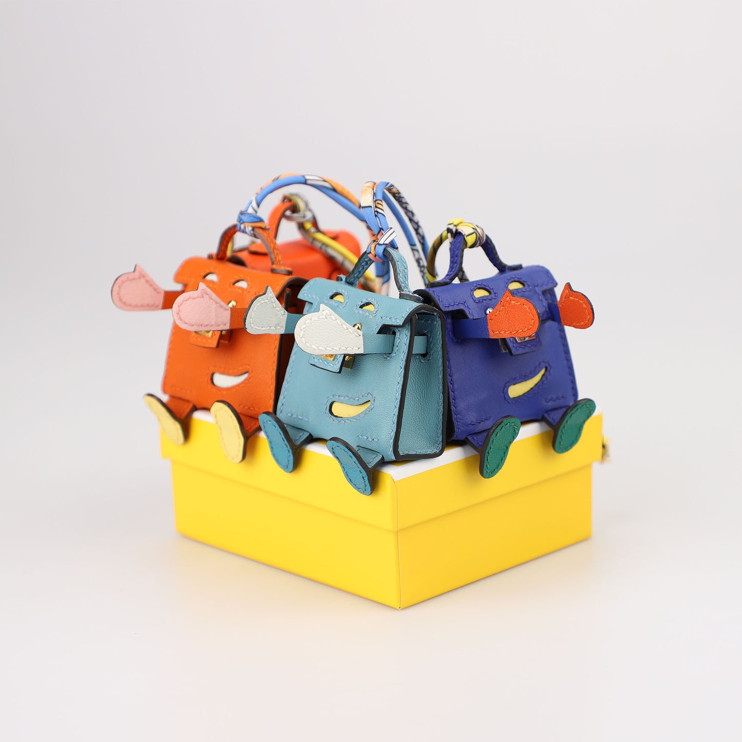 Kelly Dole charm gold, gold and silver buckle, Kelly doll,2023 New Model Kelly Doll Leather Patchwork Bag Keychain