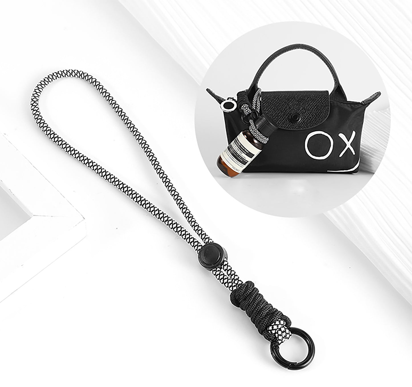 Paracord Lanyard Keychain, Cell Phone Keychain Rope Wrist Lanyards Braided Strap,Longchamp mini bag strap, hand-woven colorful rope pendant, hand strap keychain accessory.