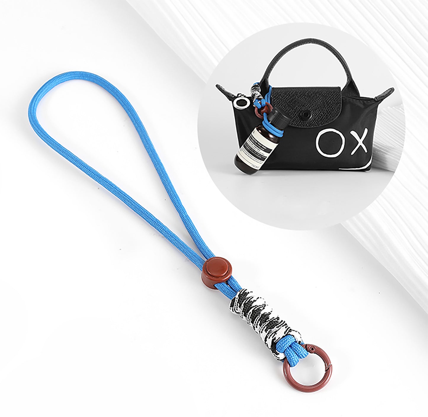 Paracord Lanyard Keychain, Cell Phone Keychain Rope Wrist Lanyards Braided Strap,Longchamp mini bag strap, hand-woven colorful rope pendant, hand strap keychain accessory.