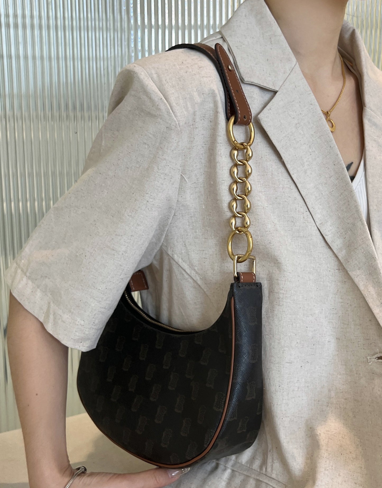 Underarm bag extended chain modification extension strap accessory, 14 cm long metal material bag extension chain