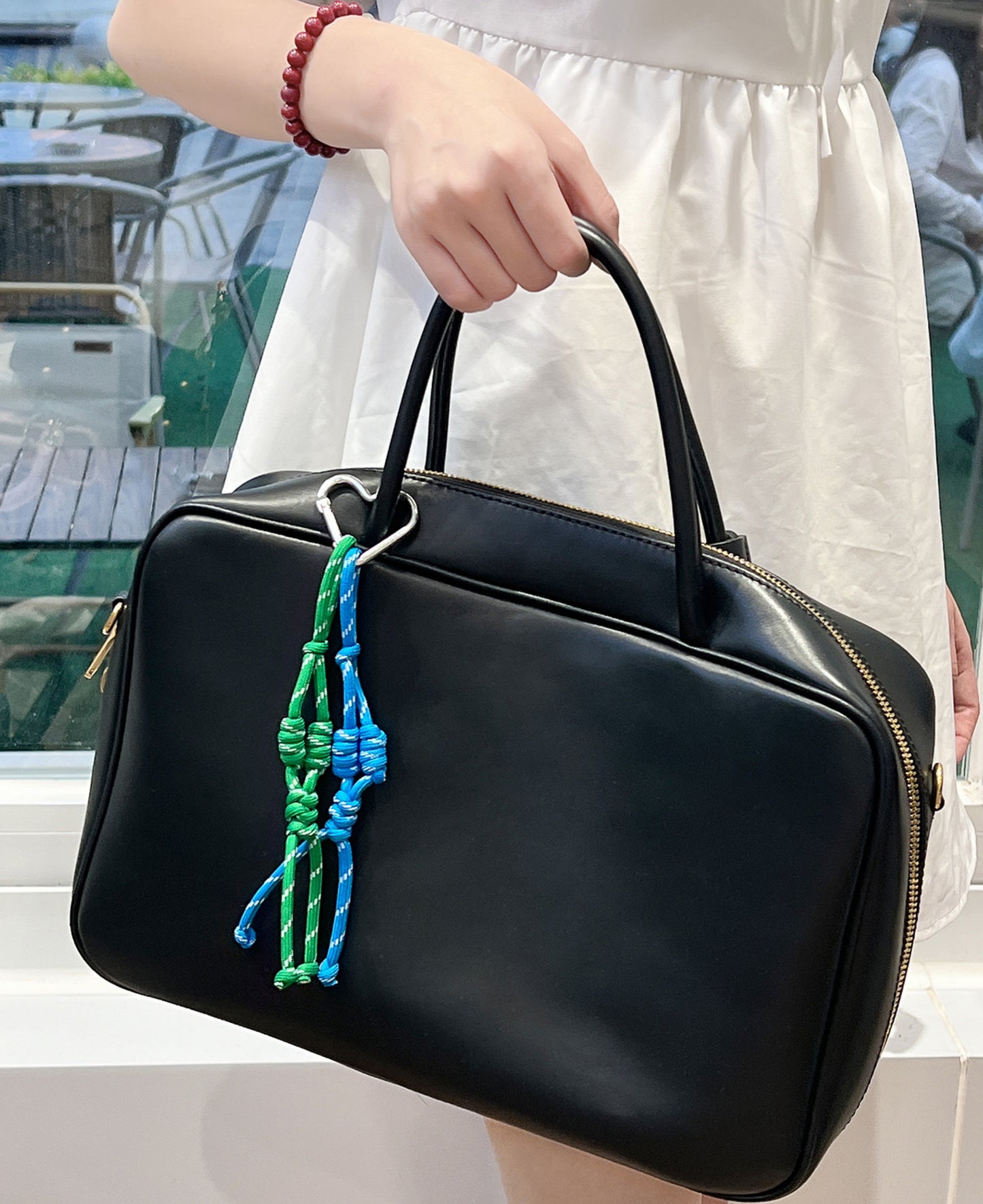 Leather Beau bag strap, woven hand strap accessory, colorful woven keychain,Minimalist bag charm