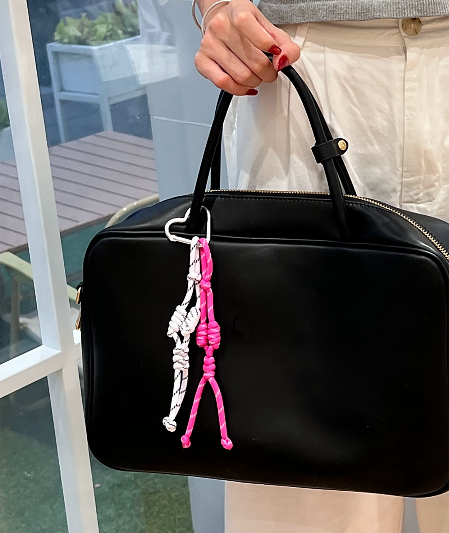 Leather Beau bag strap, woven hand strap accessory, colorful woven keychain,Minimalist bag charm