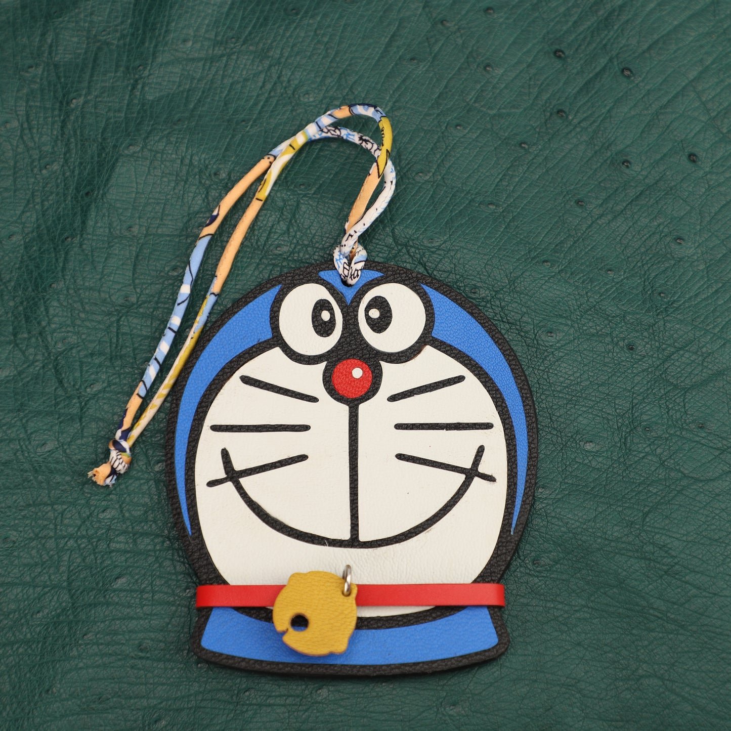 Doraemon Keychain, Genuine Leather Pendant, Blue Robot Cat Handmade Keychain