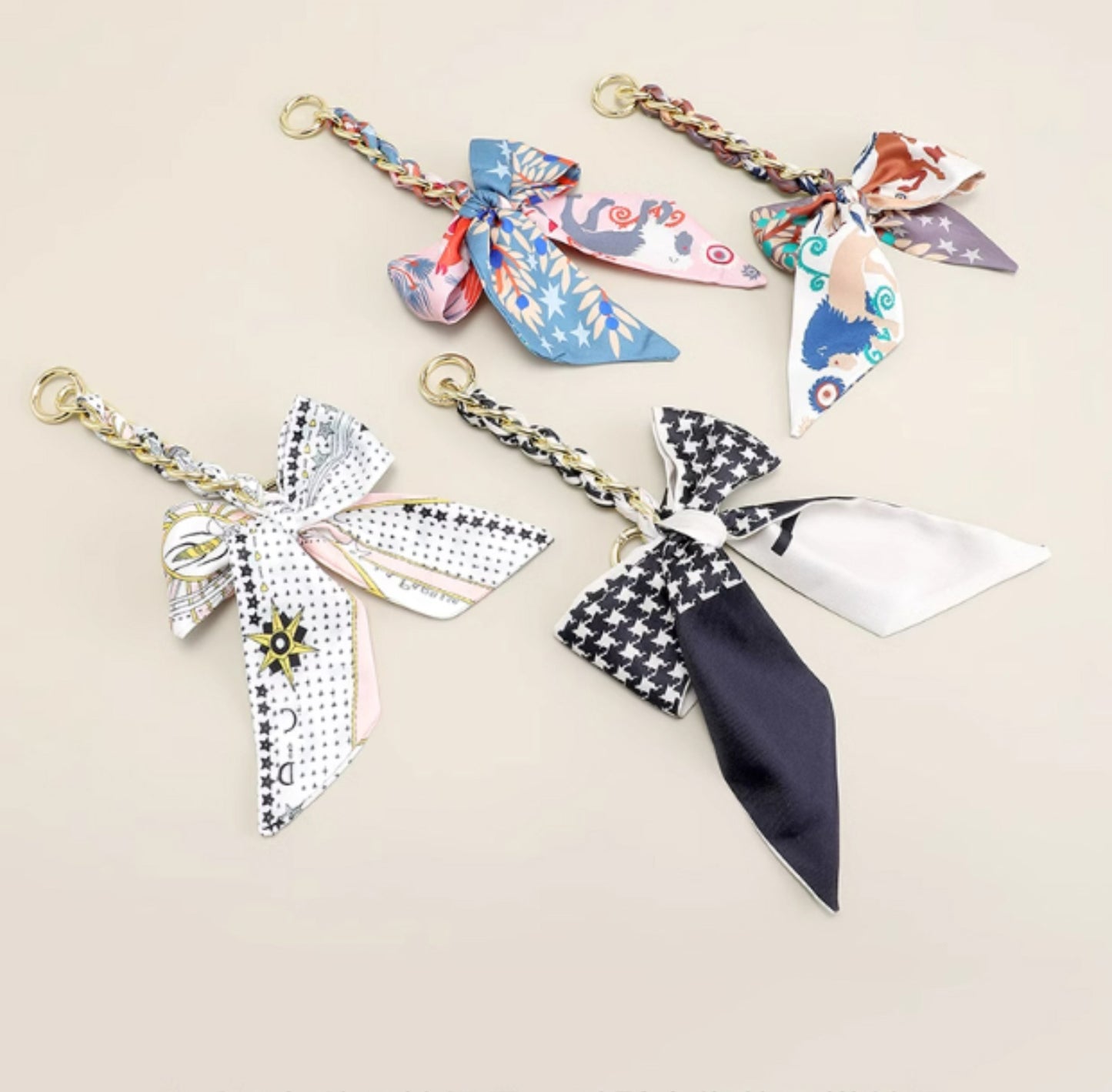 Fashion women's bag silk scarf bow pendant, clutch bag double-sided silk scarf bag charm, crossbody bag luxury accessory