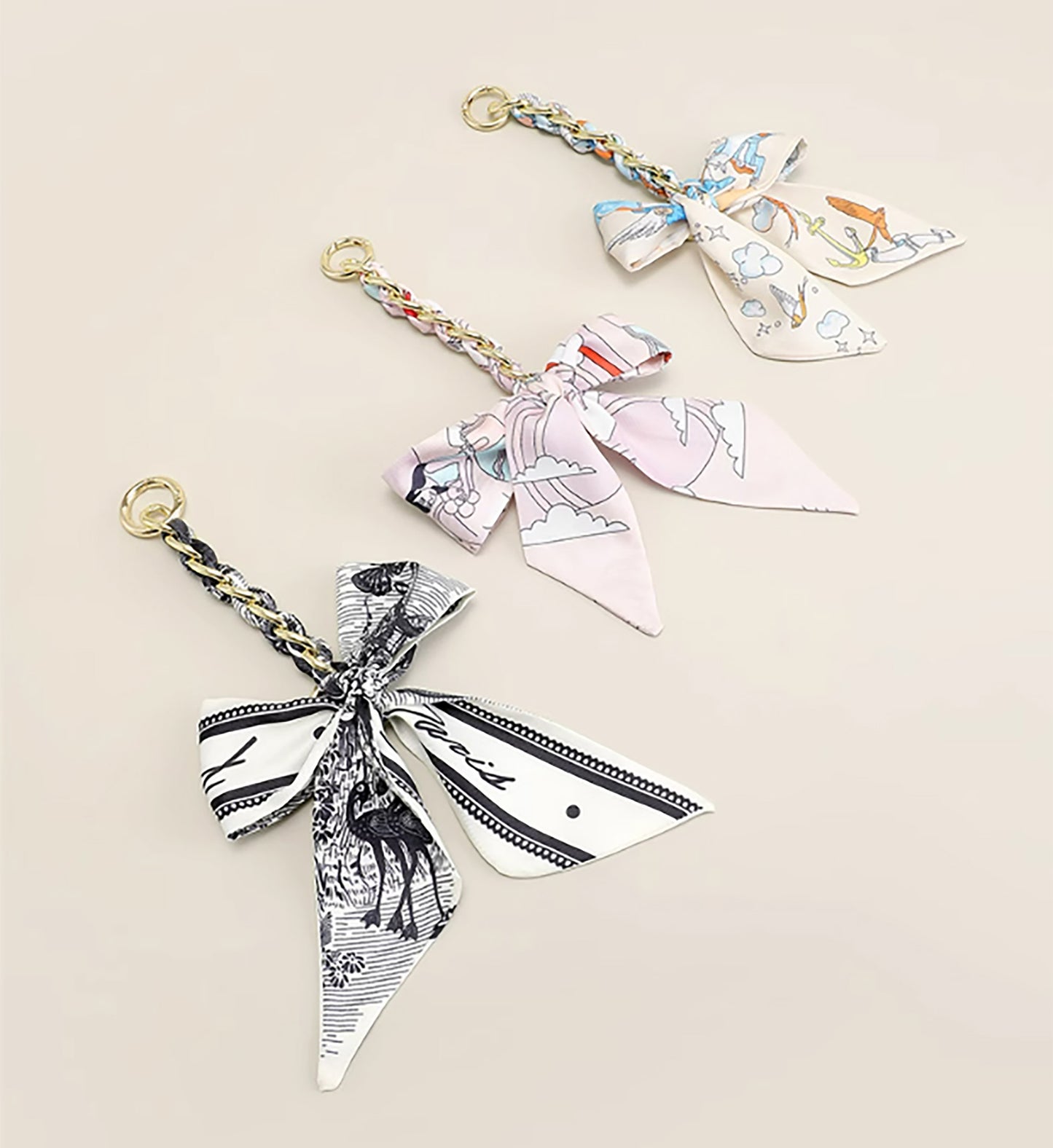 Fashion women's bag silk scarf bow pendant, clutch bag double-sided silk scarf bag charm, crossbody bag luxury accessory