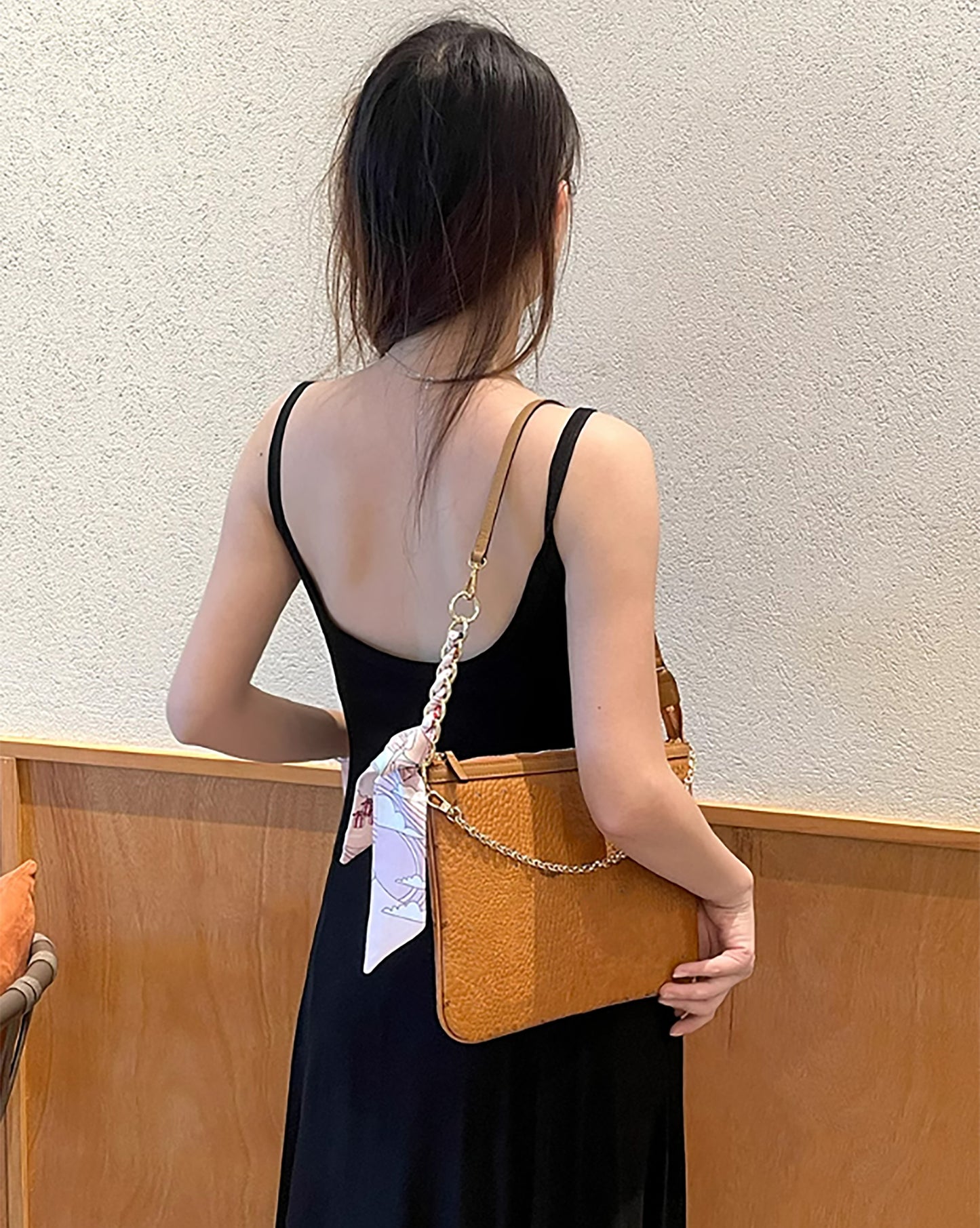 Fashion women's bag silk scarf bow pendant, clutch bag double-sided silk scarf bag charm, crossbody bag luxury accessory