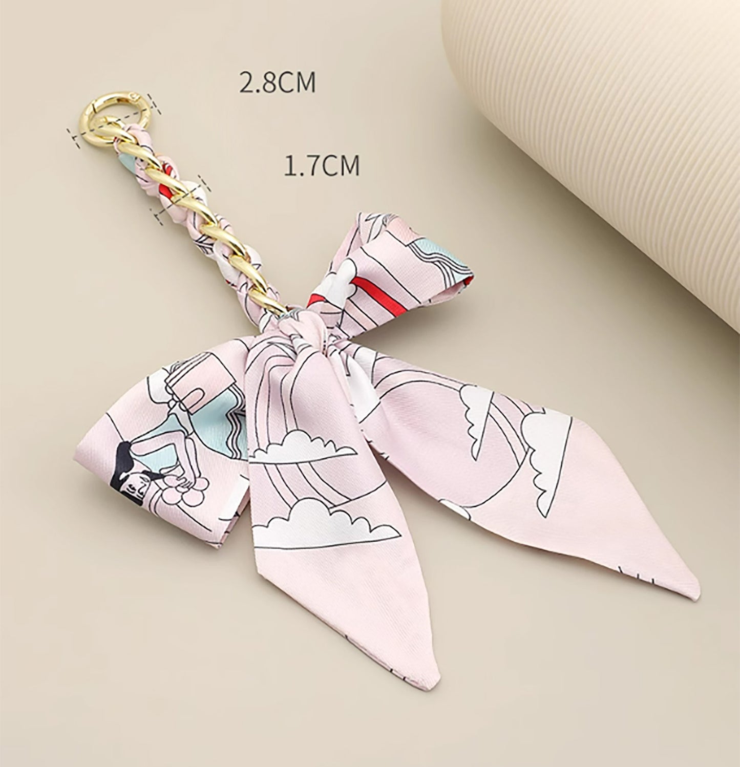 Fashion women's bag silk scarf bow pendant, clutch bag double-sided silk scarf bag charm, crossbody bag luxury accessory