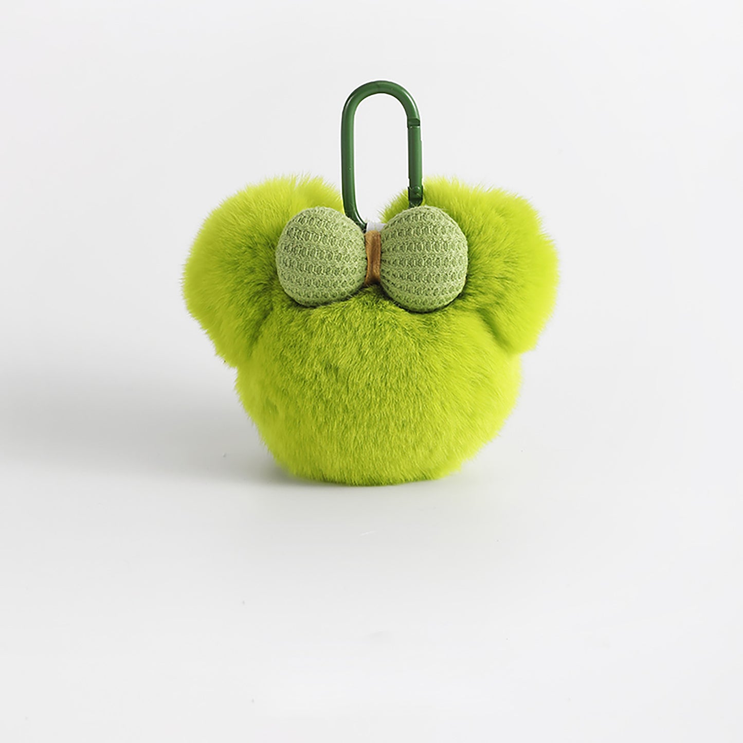 Cute Rabbit Fur Mickey Head Keychain with Bow – Plush Toy Doll Bag Charm Gift