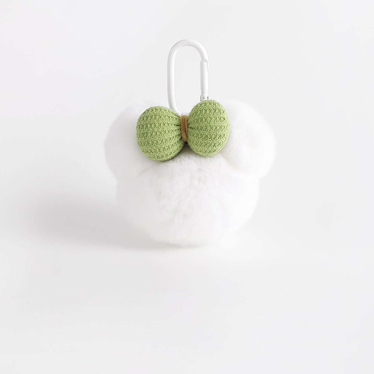 Cute Rabbit Fur Mickey Head Keychain with Bow – Plush Toy Doll Bag Charm Gift