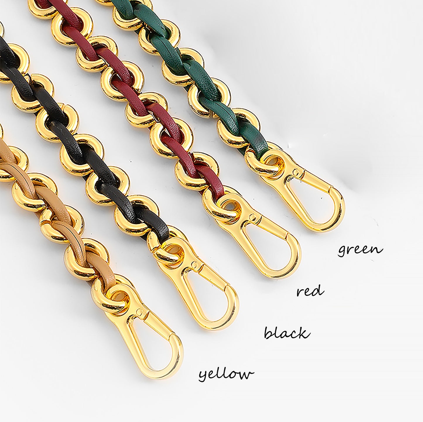 Bag chain accessory for Flamenco Bag, leather chain style replacement strap.