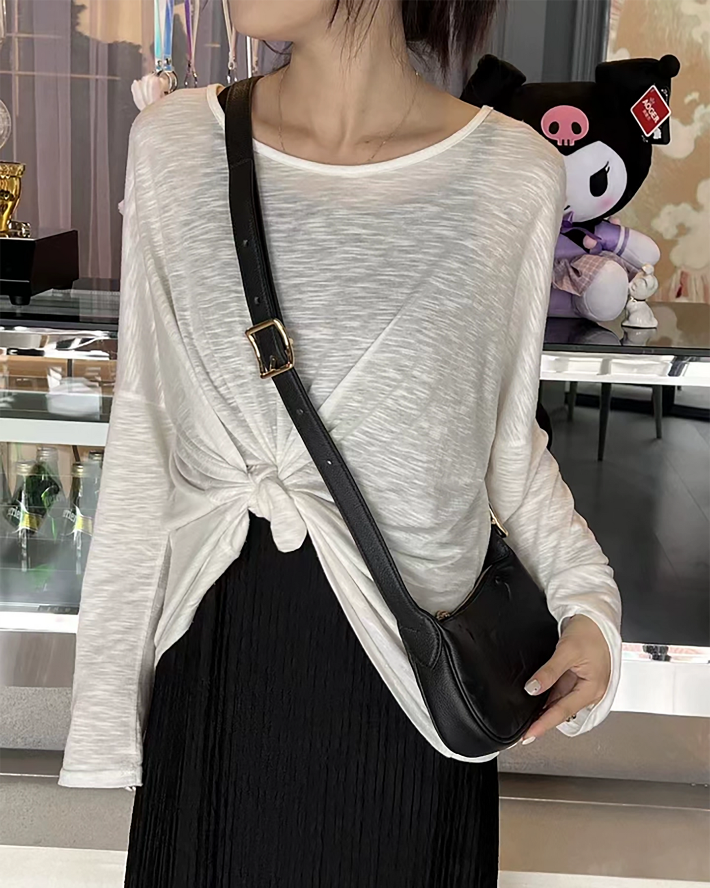 Extended crossbody shoulder strap modification accessory for hobo bags, 2.5 cm wide leather shoulder strap