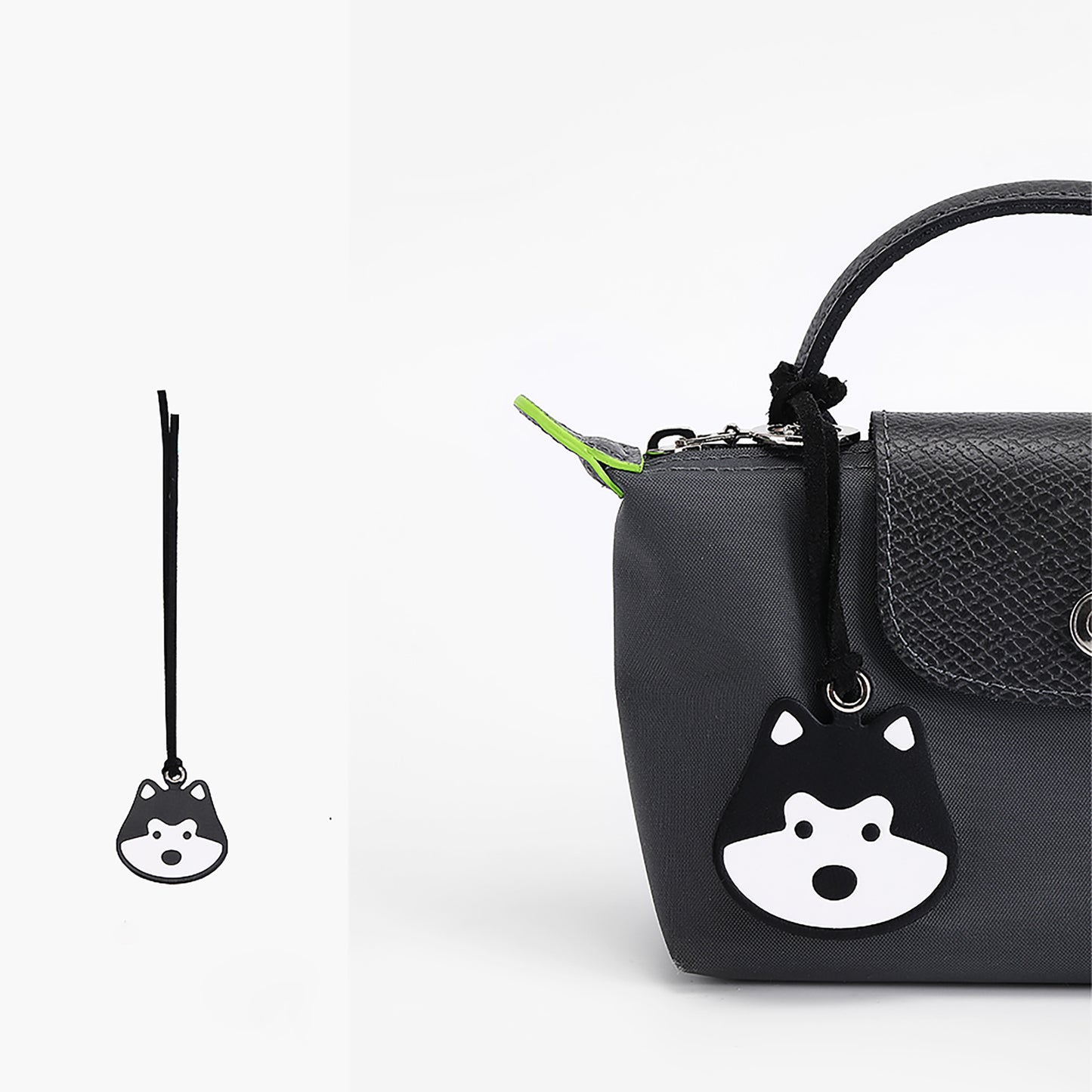 The Husky pet genuine leather pendant accessory, cowhide puppy keychain with a trendy, high-end feel