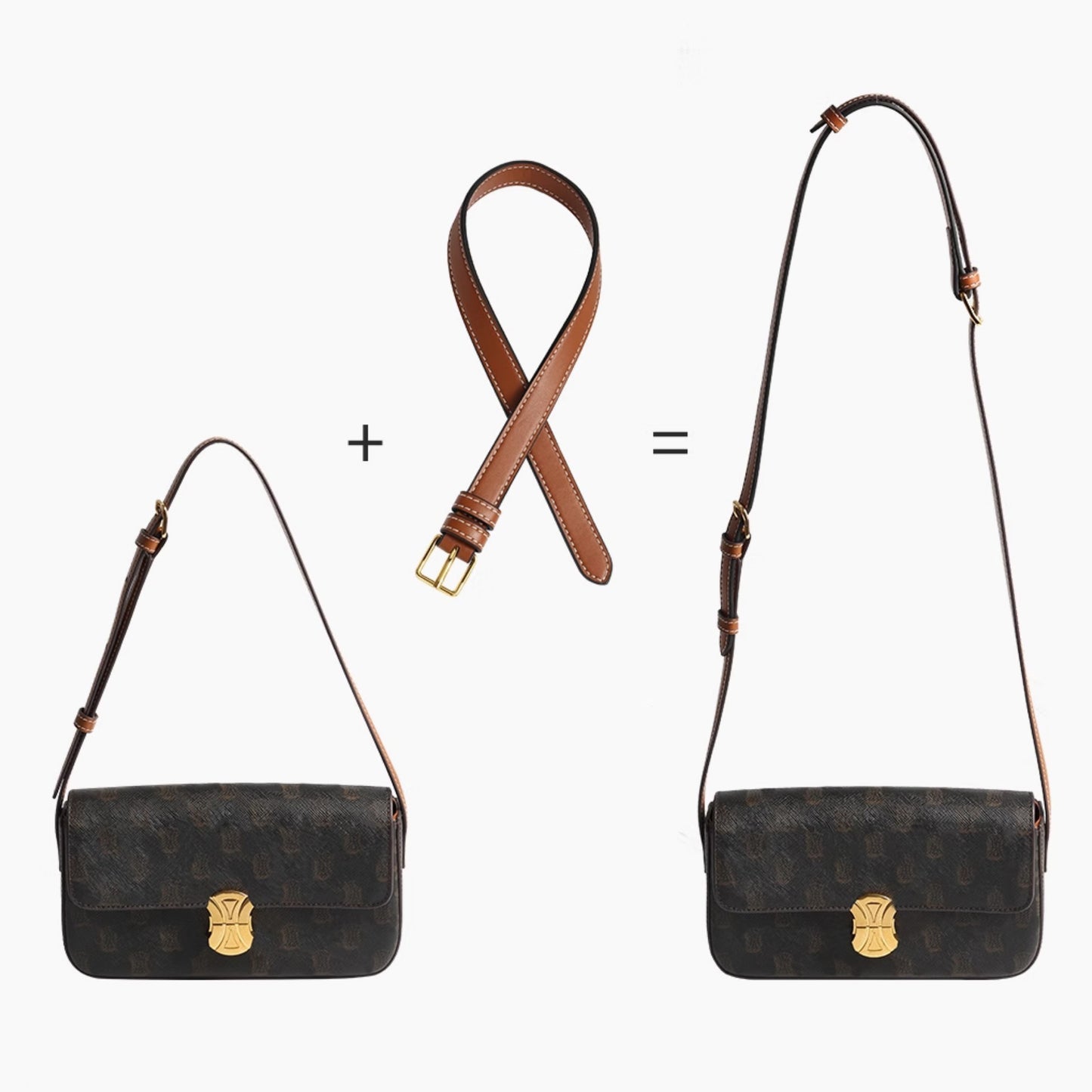 Classic box bag extension strap, genuine leather underarm bag transformation crossbody shoulder strap accessory