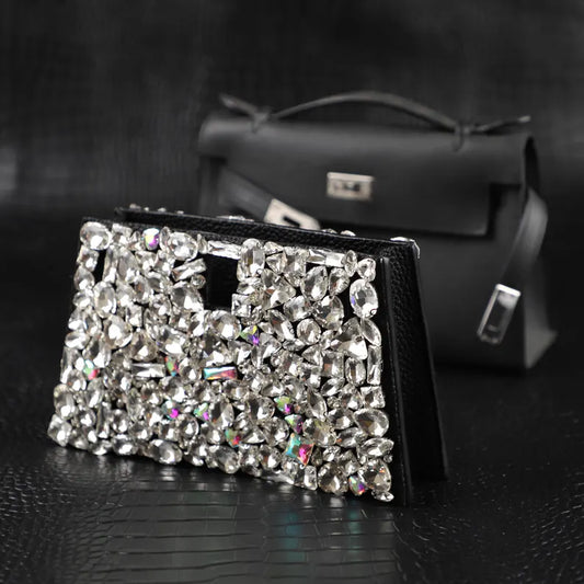 Luxury Togo Leather Bag Cover with Hand-Applied Crystals – Elegant Purse Protector, Sparkling Designer Accessory for Kelly bags birkin bags