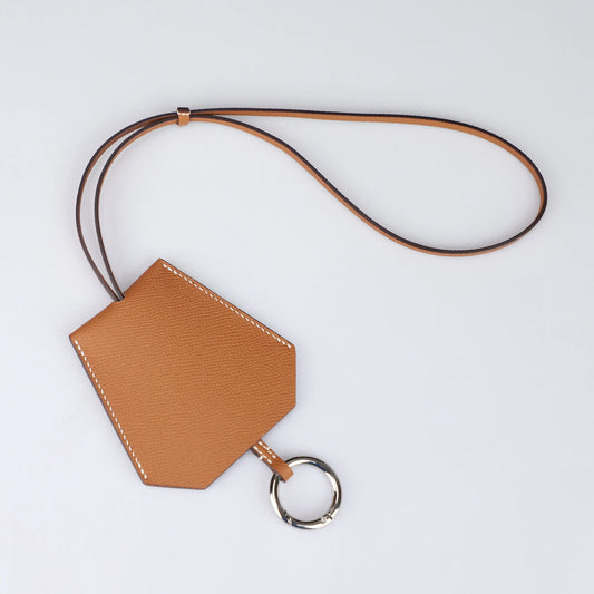 Epsom leather Kelly ring holder,Handmade the leather key ring holder,Key Clothette necklace.Clochette Key Holder Necklace Fauve