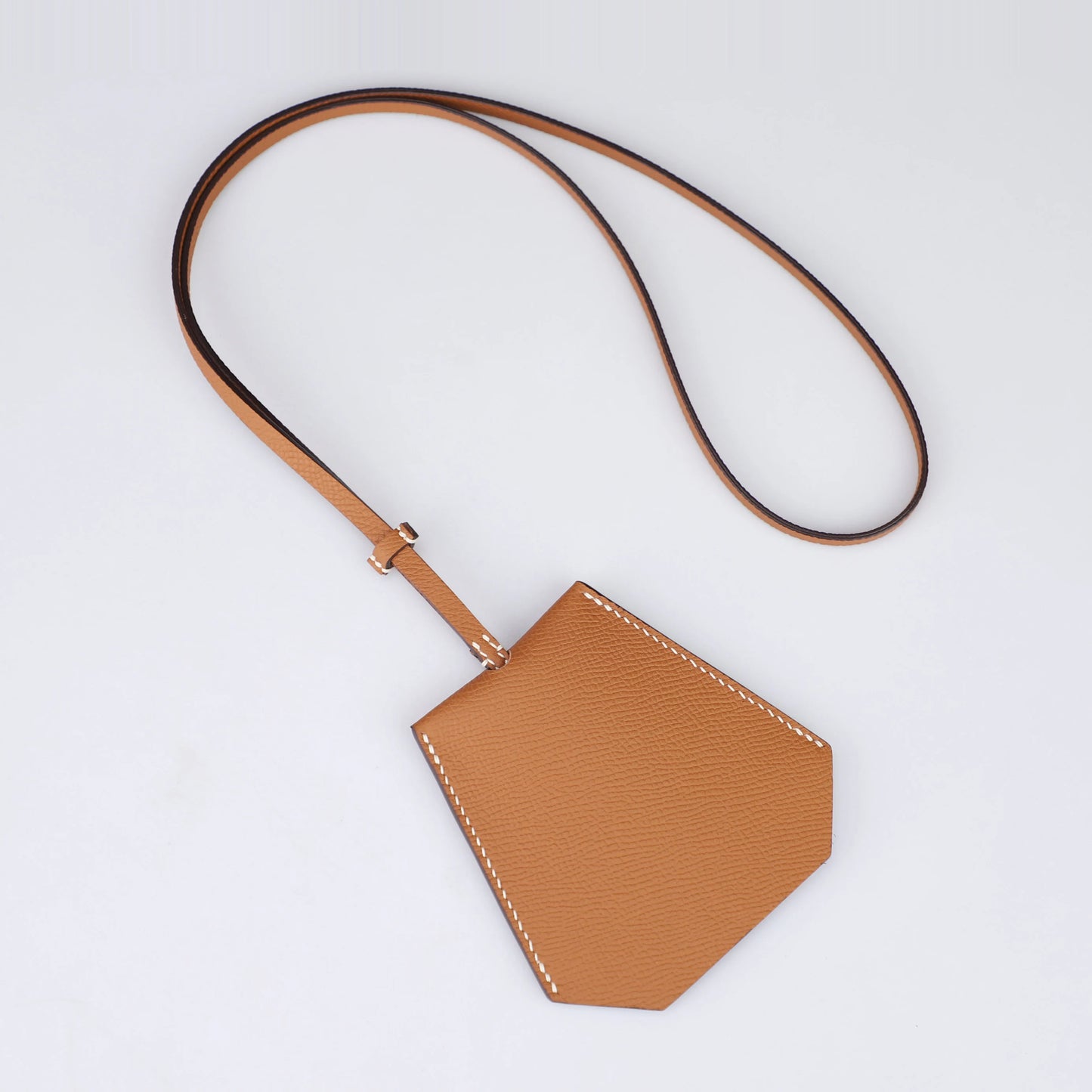 Epsom leather Kelly ring holder,Handmade the leather key ring holder,Key Clothette necklace.Clochette Key Holder Necklace Fauve