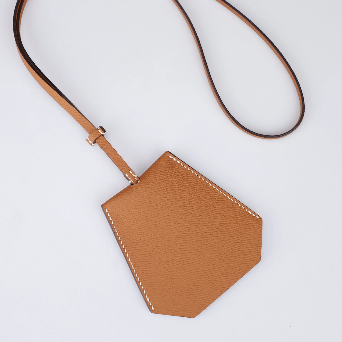 Epsom leather Kelly ring holder,Handmade the leather key ring holder,Key Clothette necklace.Clochette Key Holder Necklace Fauve