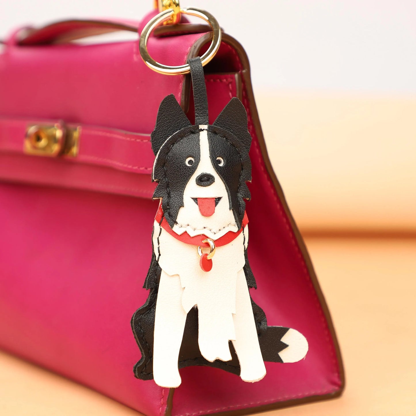 Handmade Real Leather dog Charm - Premium Leather Purse Charm - Hand-Stitched Designer-Inspired Keychain,Small leather goods,Pet bag charm