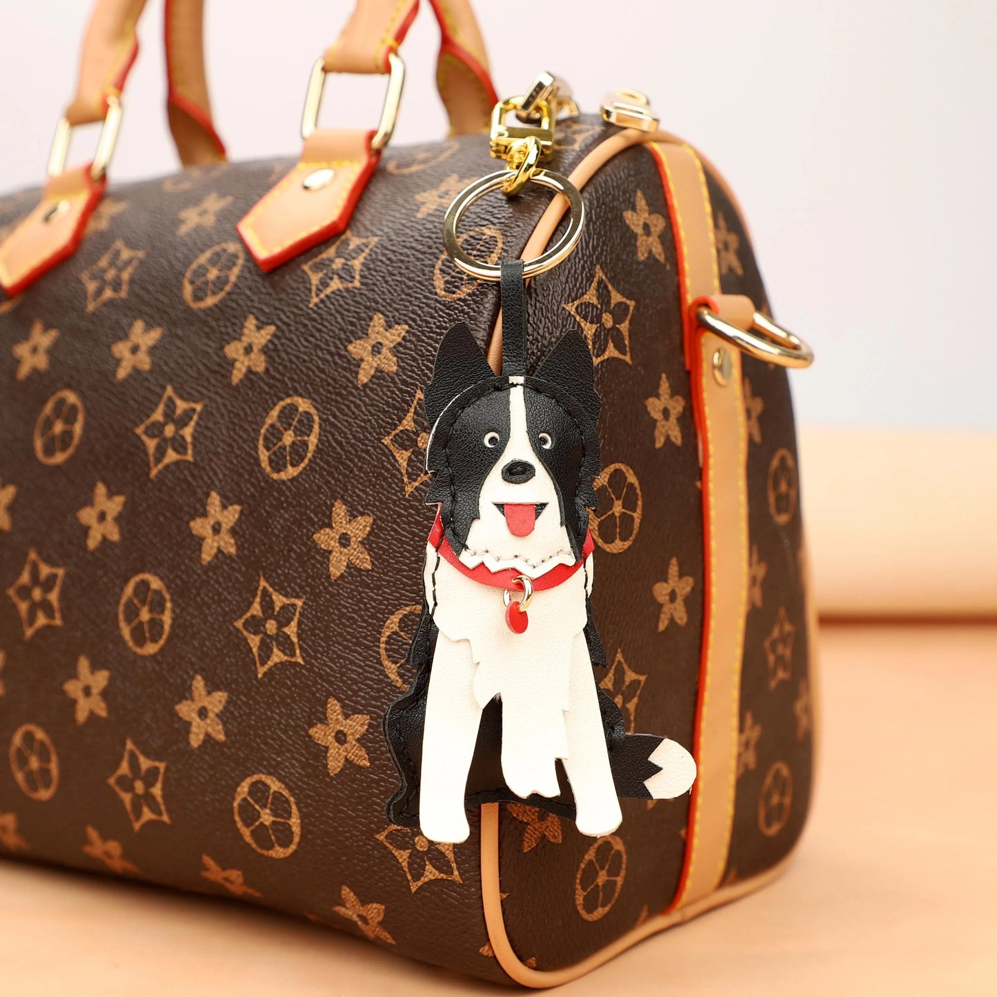 Handmade Real Leather dog Charm - Premium Leather Purse Charm - Hand-Stitched Designer-Inspired Keychain,Small leather goods,Pet bag charm