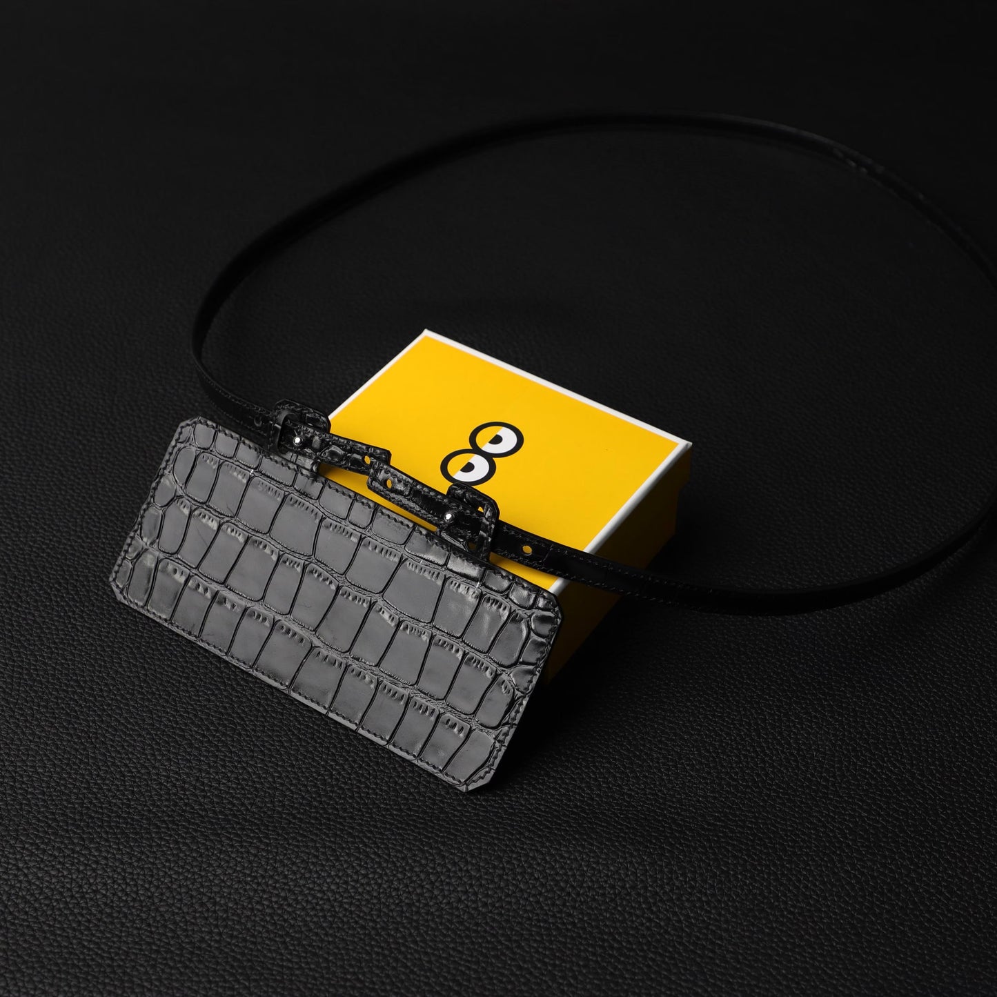 Rose Shocking Embossing crocodile kelly long wallet strap and Black Embossing Leather crocodile Constance Long wallet shoulder strap