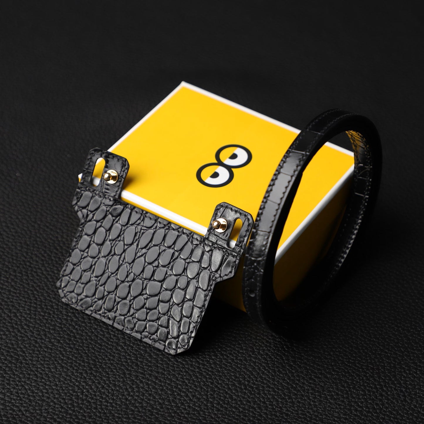 Handmade and Customized Short insert with Wallet strap in black crocodile,Fit In Constance Slim wallet,Roulis Slim wallet