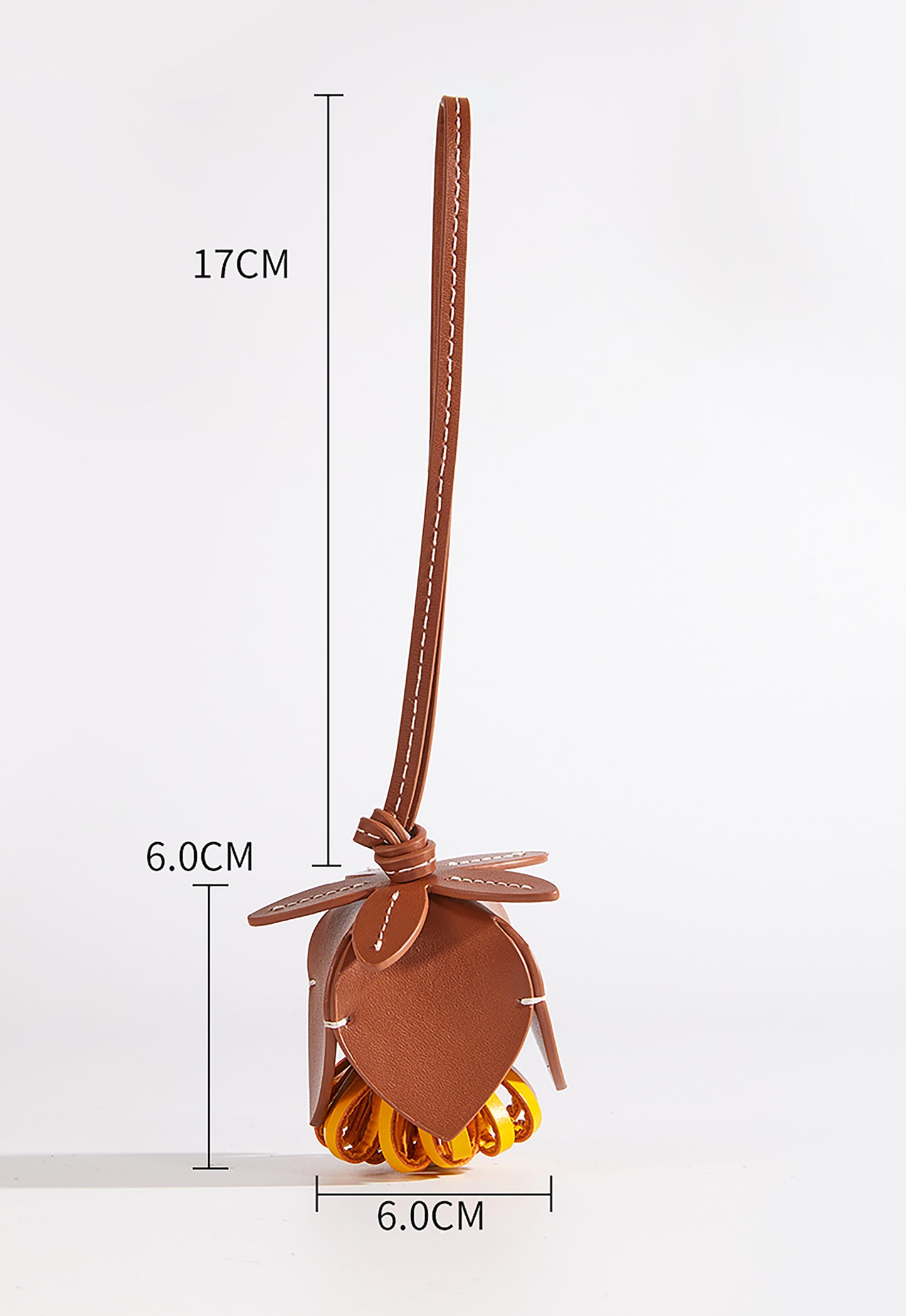 Arcadie leather handbag charm, flower style genuine leather accessory, high-end leather floral charm