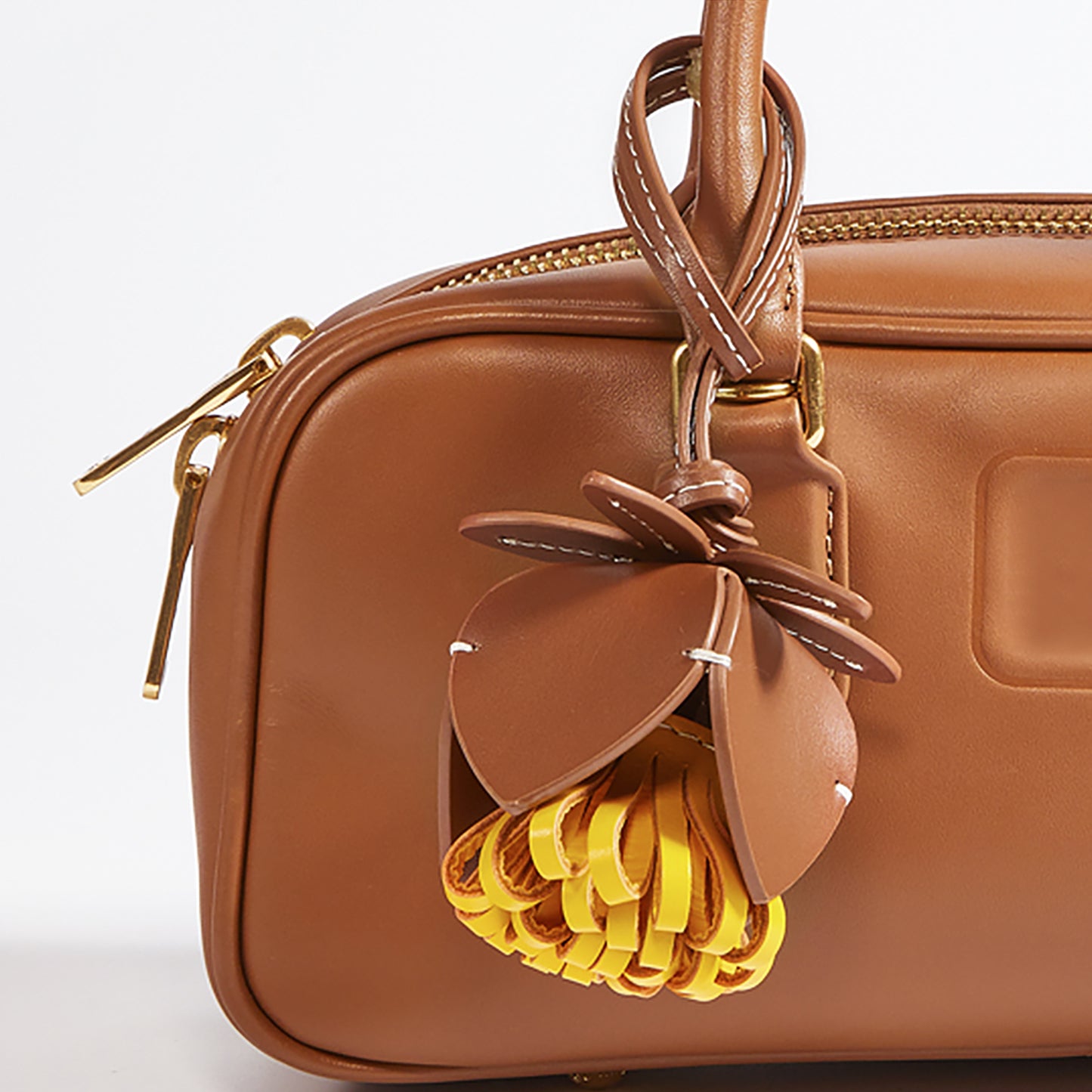 Arcadie leather handbag charm, flower style genuine leather accessory, high-end leather floral charm