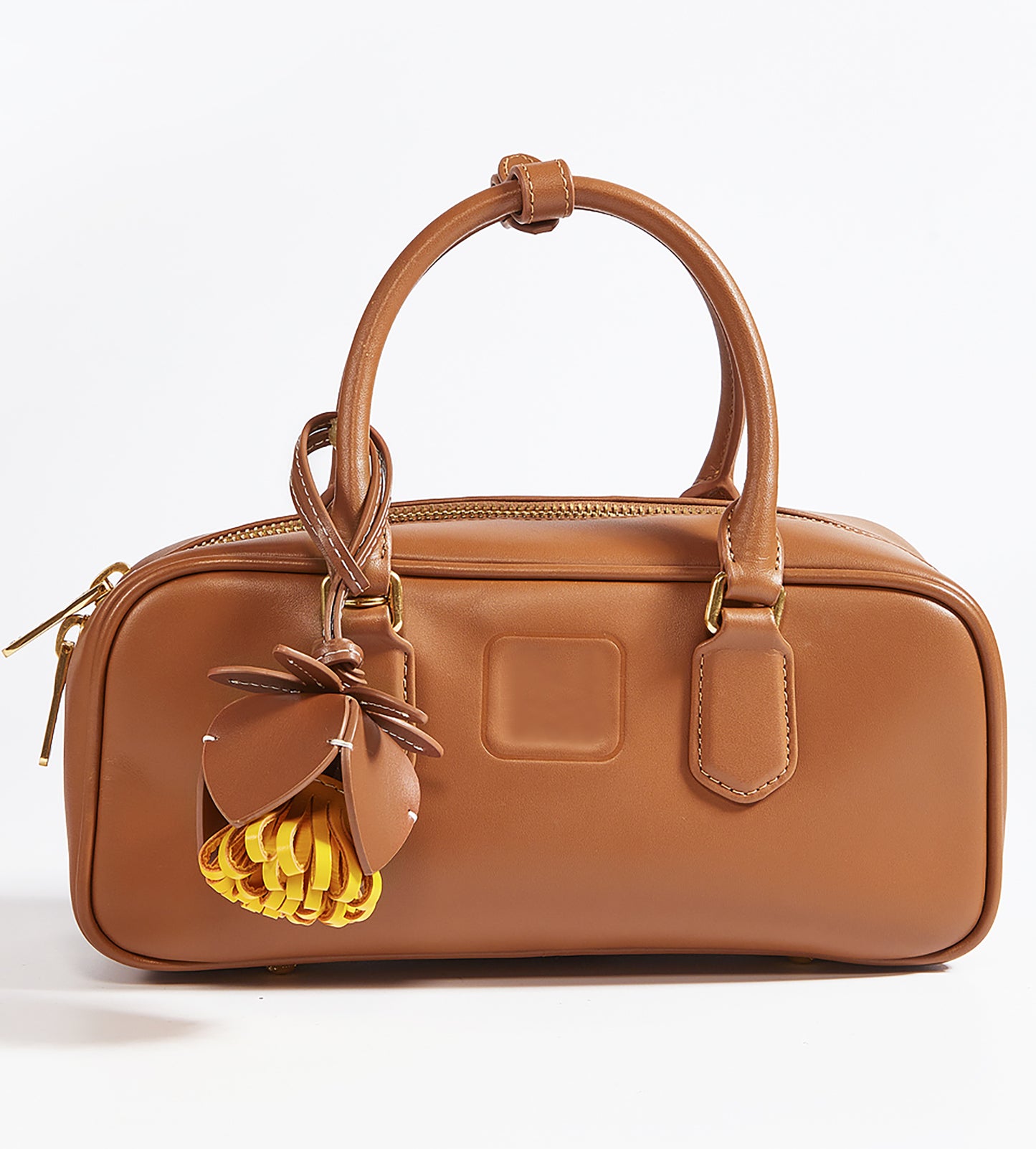 Arcadie leather handbag charm, flower style genuine leather accessory, high-end leather floral charm