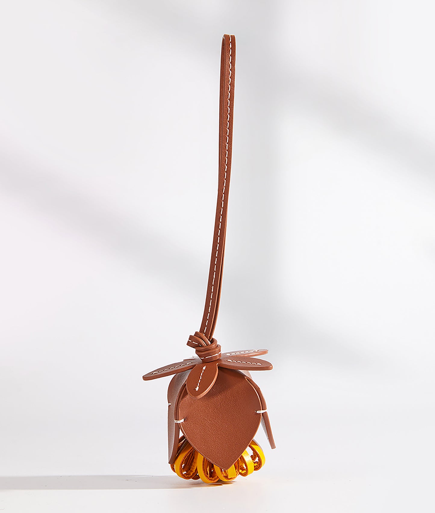 Arcadie leather handbag charm, flower style genuine leather accessory, high-end leather floral charm