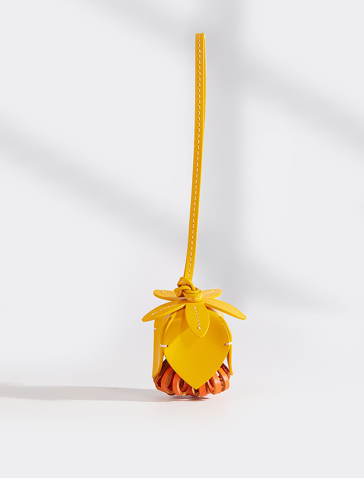 Arcadie leather handbag charm, flower style genuine leather accessory, high-end leather floral charm