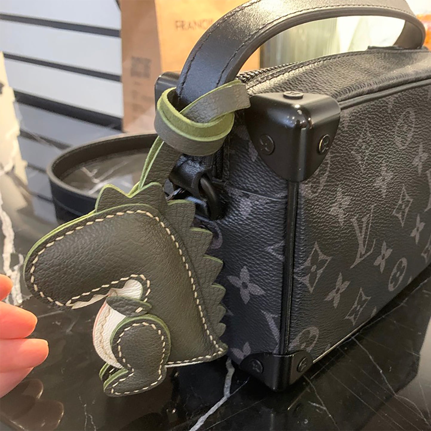 Get This Eye - Catching Dinosaur - Shaped Bag Charm Crafted from 100% Genuine Leather, a Perfect Fit for All Bags