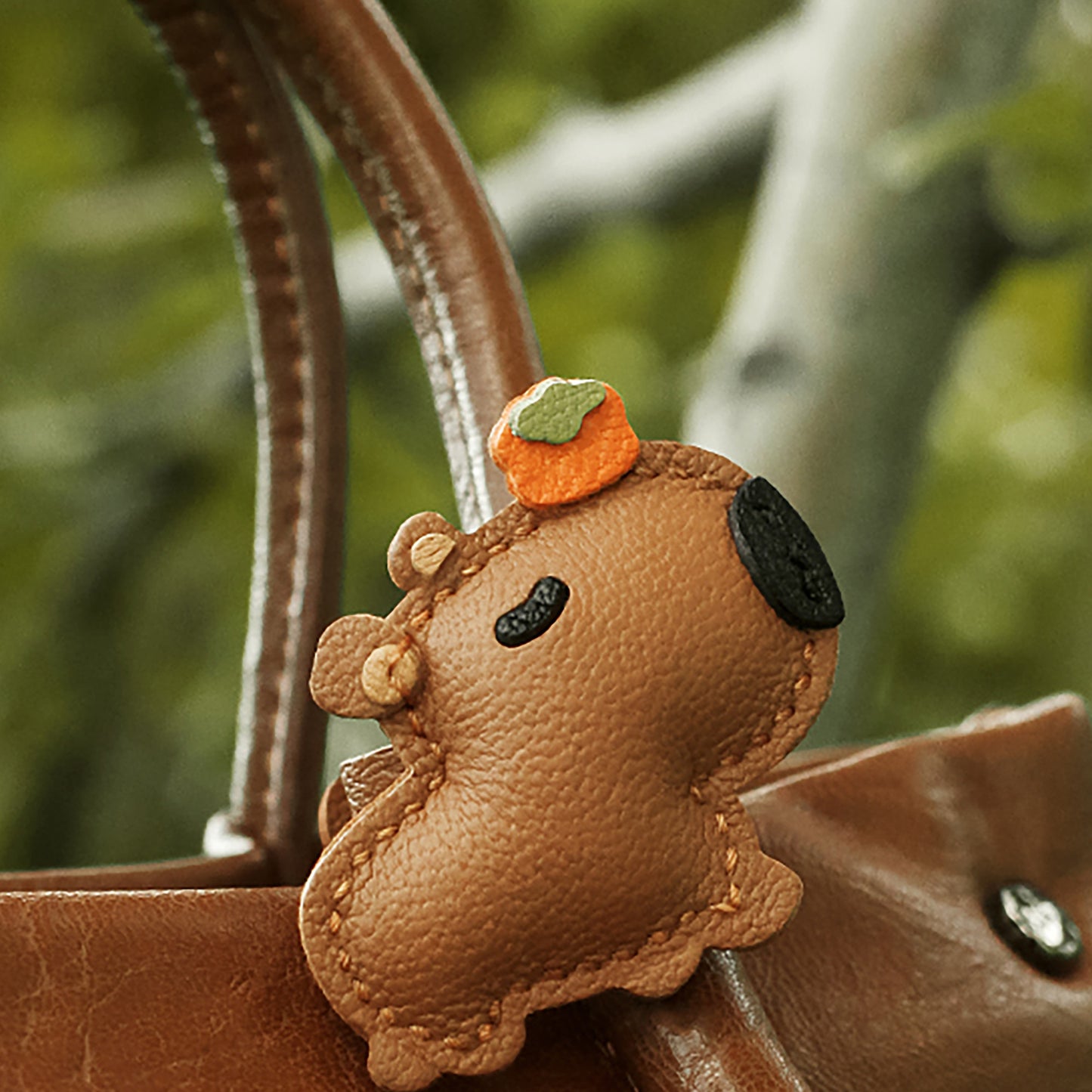Capybara bag charm, genuine leather niche gift, cute capybara bag creative fashion pendant