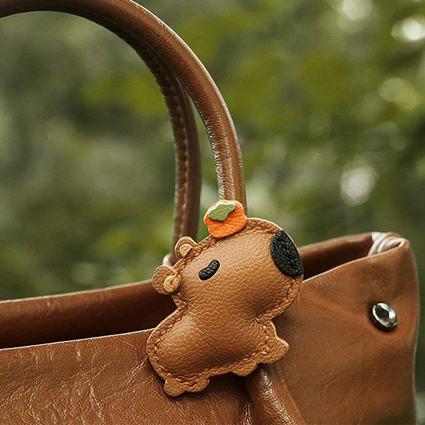 Capybara bag charm, genuine leather niche gift, cute capybara bag creative fashion pendant