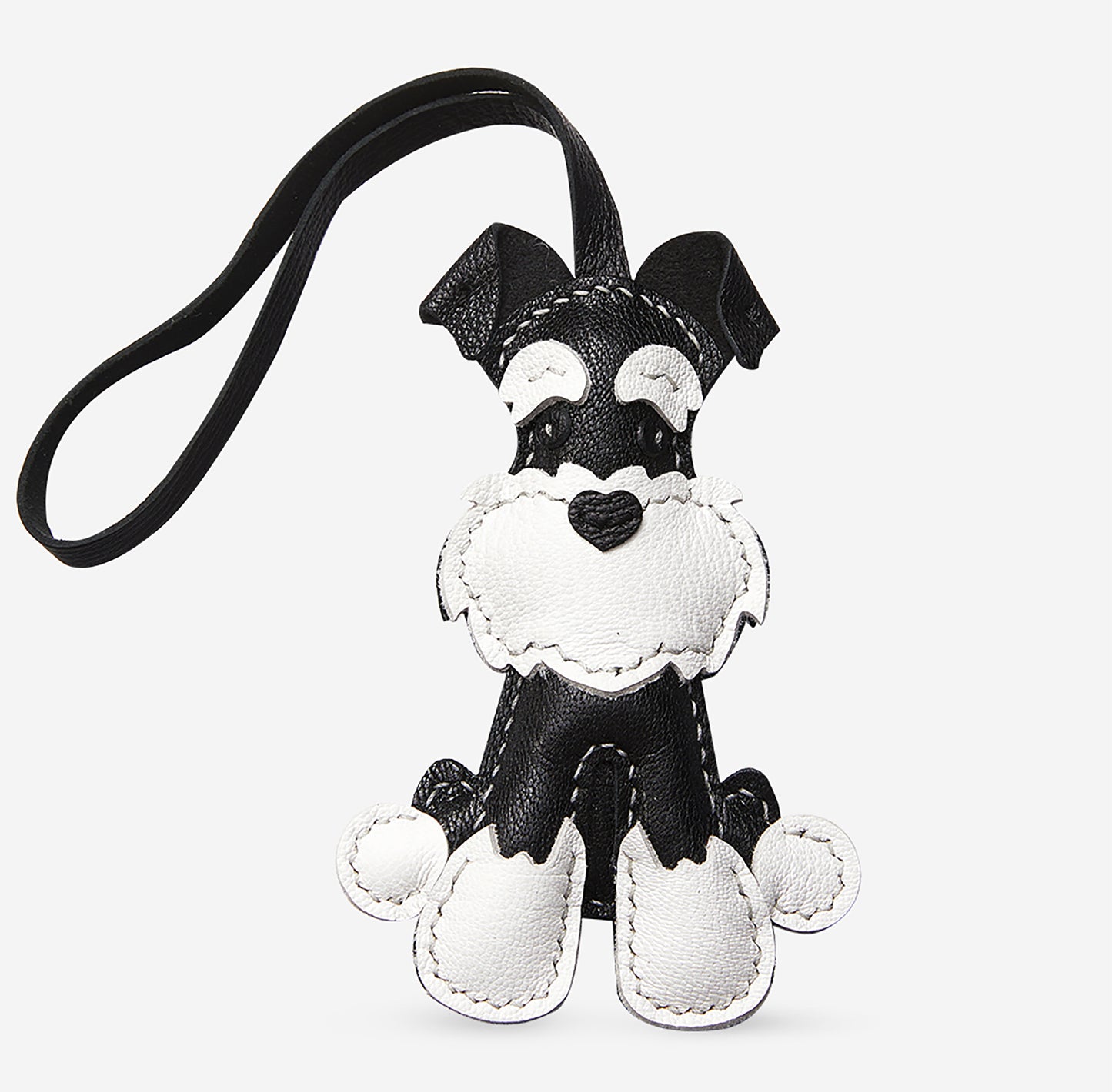 Handmade genuine leather Schnauzer bag pendant, cute animal Christmas couple gift, dog charm ornament
