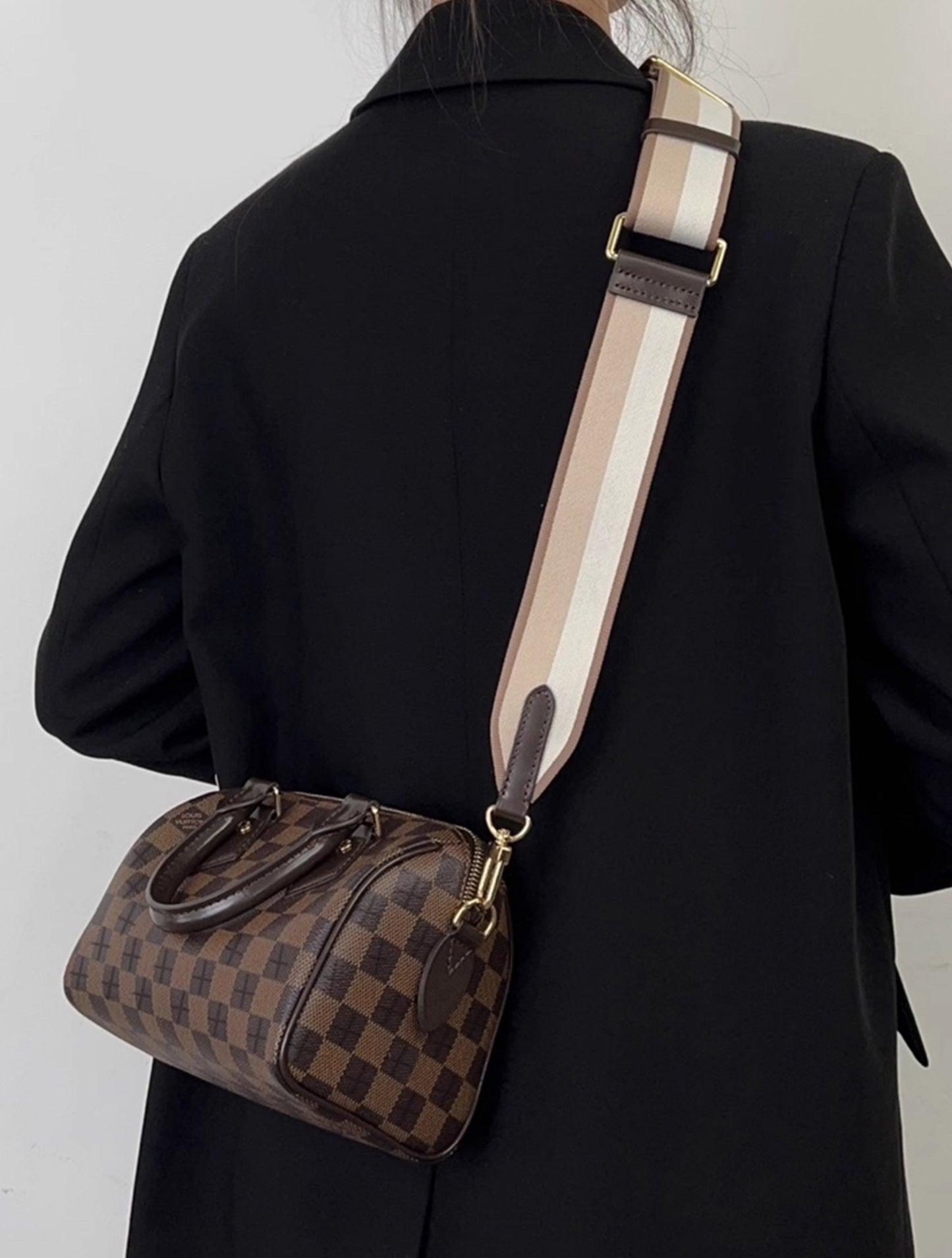 Color-block Canvas Shoulder Strap, Adjustable Length Bag Replacement Strap, 4.3cm Wide Shoulder Strap,fit in the speedy bag