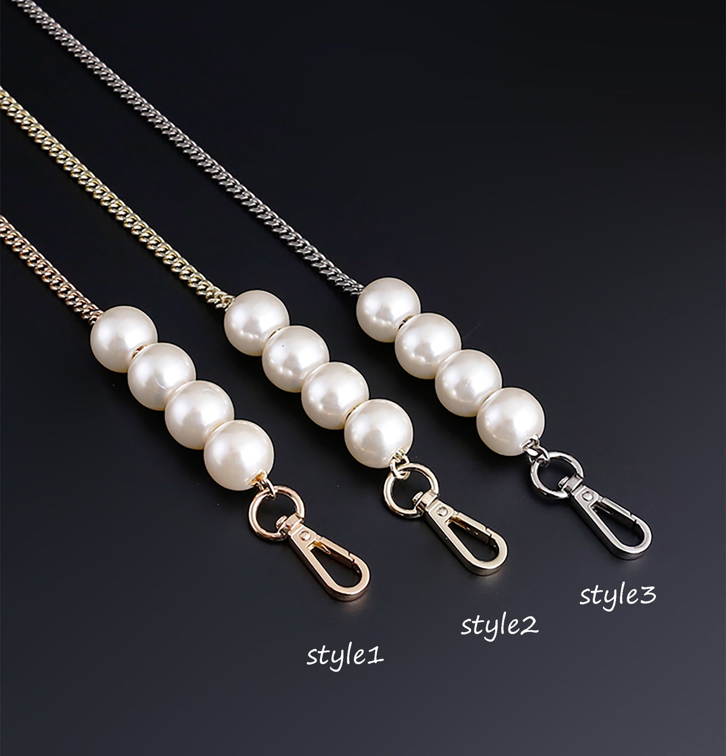 Pearl chain for bags, DIY shoulder strap, metal bag chain for crossbody or shoulder bag accessory