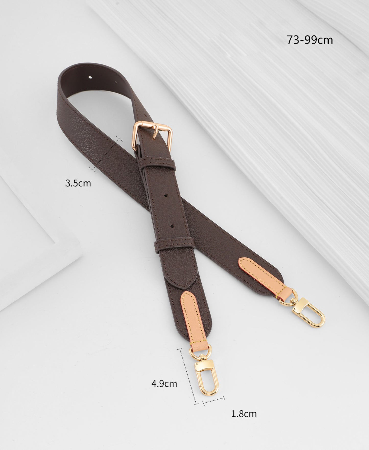 Handmade Genuine Leather Adjustable Shoulder Strap for Neverfull Bag – 3.5cm Wide, 73-99cm Adjustable Length