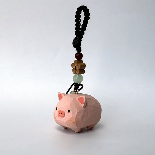 Handcrafted Wooden Pig Keychain – Car Key Holder, Backpack Decoration, Couple Gift, Exquisite Birthday Present for Friends