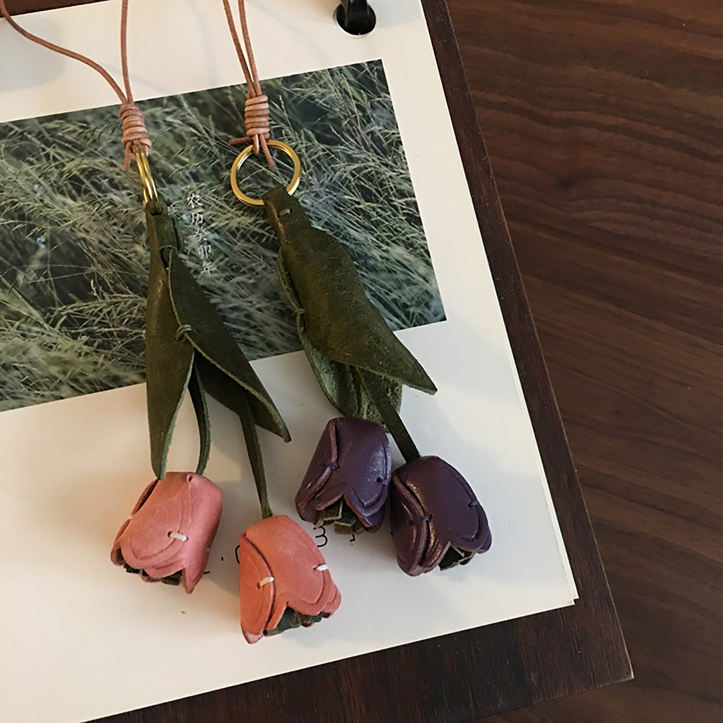 Haute Couture Floral Motif Accessories - Tulip Bloom Bag Charms & Signature Key Jewelry