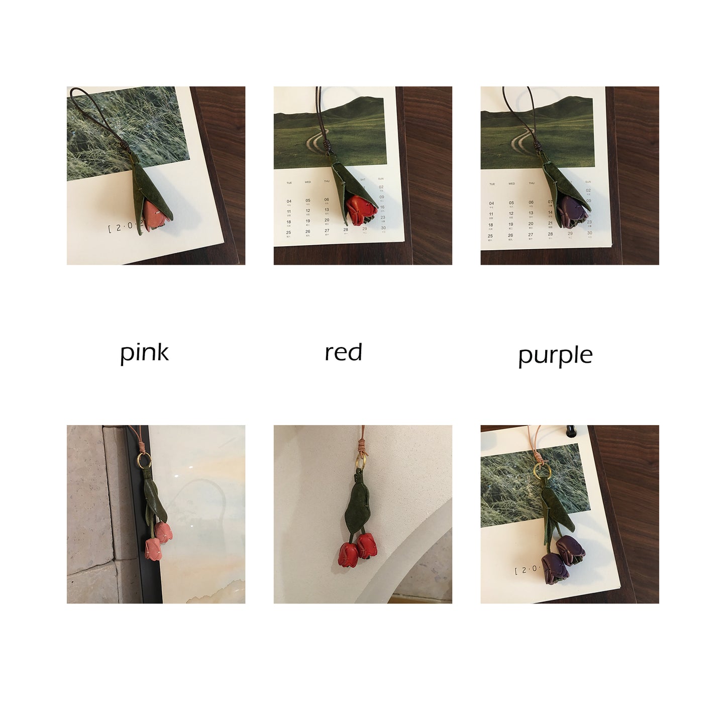 Haute Couture Floral Motif Accessories - Tulip Bloom Bag Charms & Signature Key Jewelry