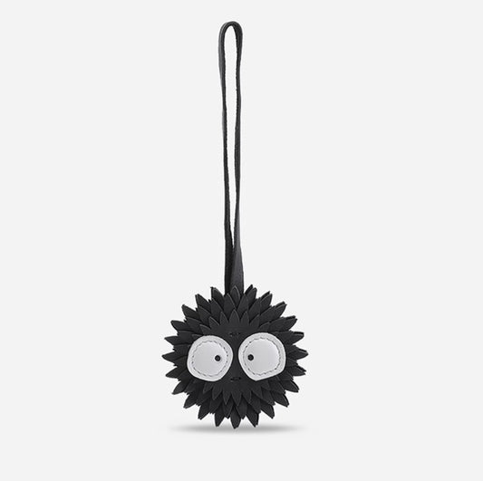 Cute Bag Pendant, Genuine Leather Car Pendant, Black Coal Ball Bag Decoration.
