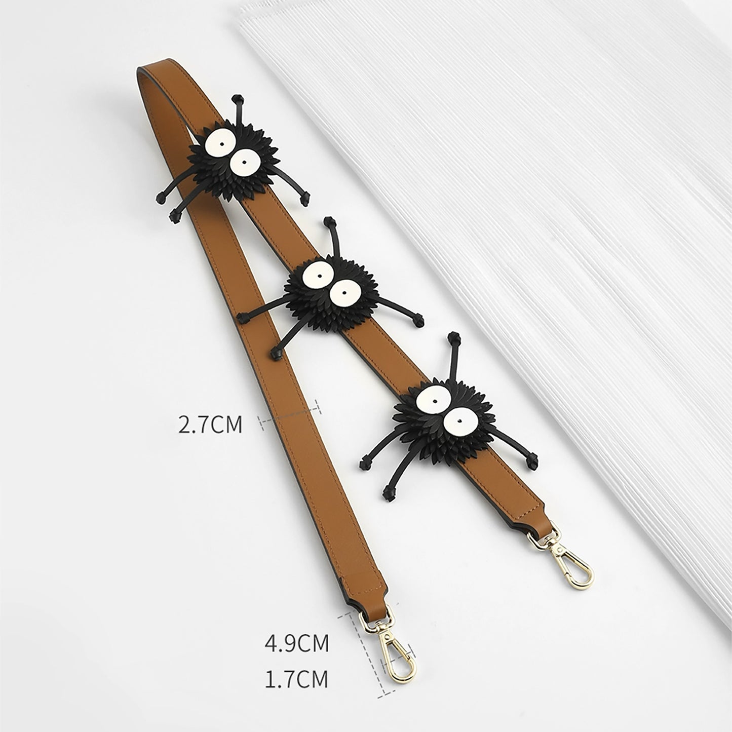 Flamenco clutch in nappa calfskin Bag strap,Genuine leather crossbody strap, cute coal ball shape, fashionable shoulder strap for women's bag