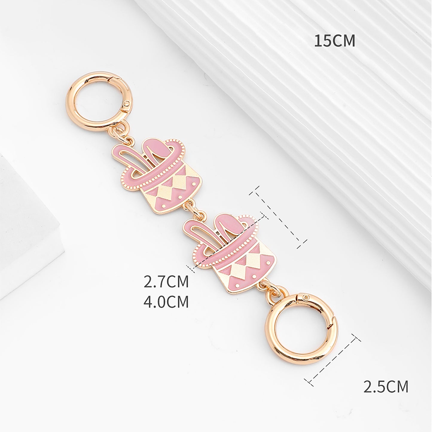 Metal material bag chain extension, pink magic hat style extension clasp, underarm bag chain extension accessory