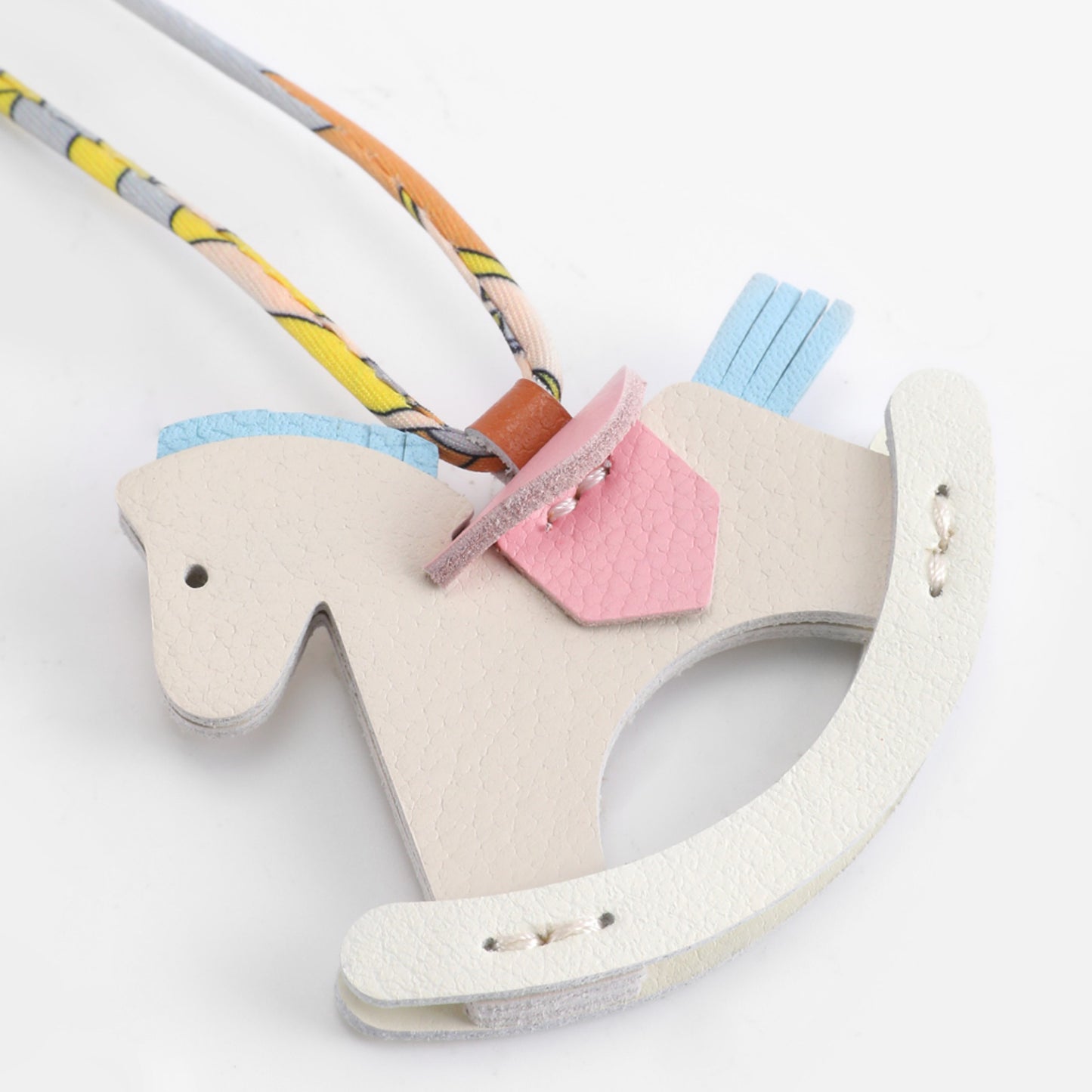 Genuine Leather Rocking Horse Keychain & Bag Charm – Cute Wooden Horse Pendant, Premium Leather Hanging Accessory for Bags, Backpacks, and Keys