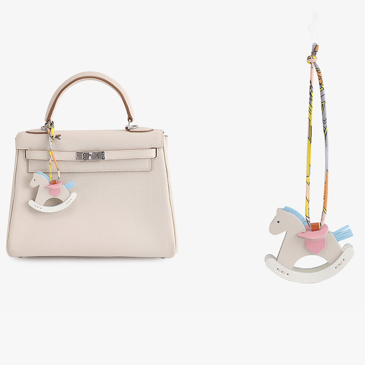 Genuine Leather Rocking Horse Keychain & Bag Charm – Cute Wooden Horse Pendant, Premium Leather Hanging Accessory for Bags, Backpacks, and Keys