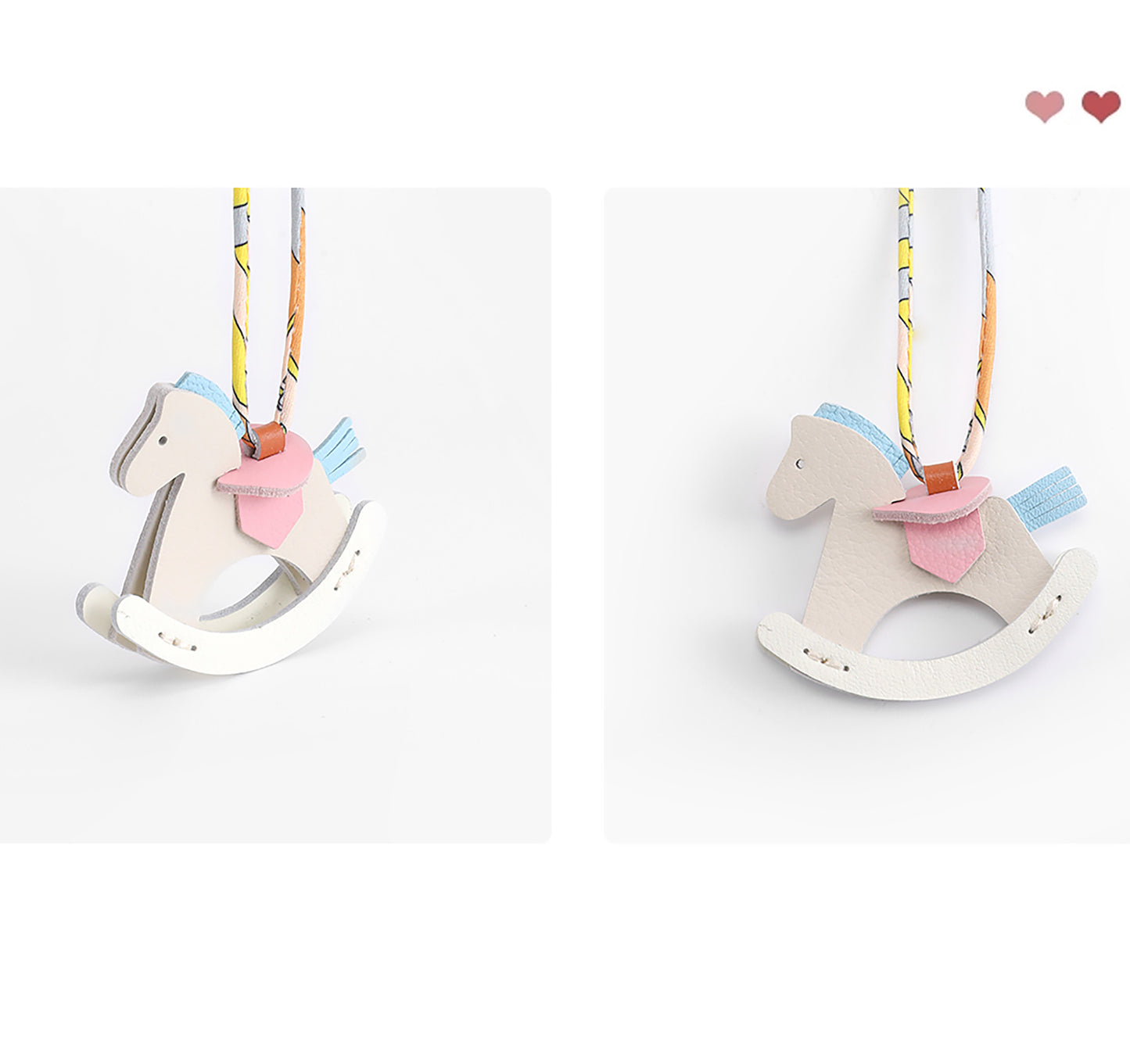 Genuine Leather Rocking Horse Keychain & Bag Charm – Cute Wooden Horse Pendant, Premium Leather Hanging Accessory for Bags, Backpacks, and Keys