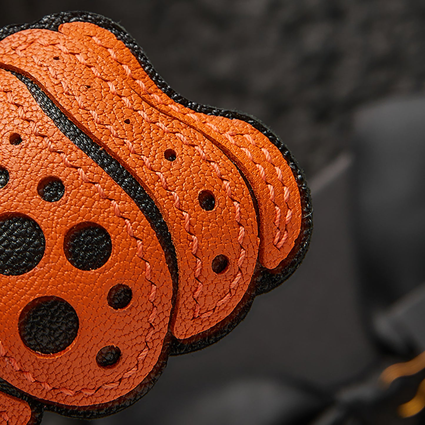 Cute Polka Dot Pumpkin Pendant Handmade DIY Creative Genuine Leather Keychain Car Hanging Decoration