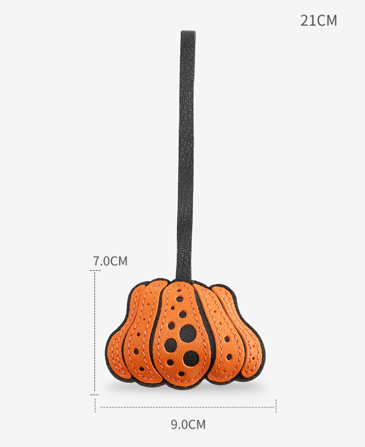 Cute Polka Dot Pumpkin Pendant Handmade DIY Creative Genuine Leather Keychain Car Hanging Decoration