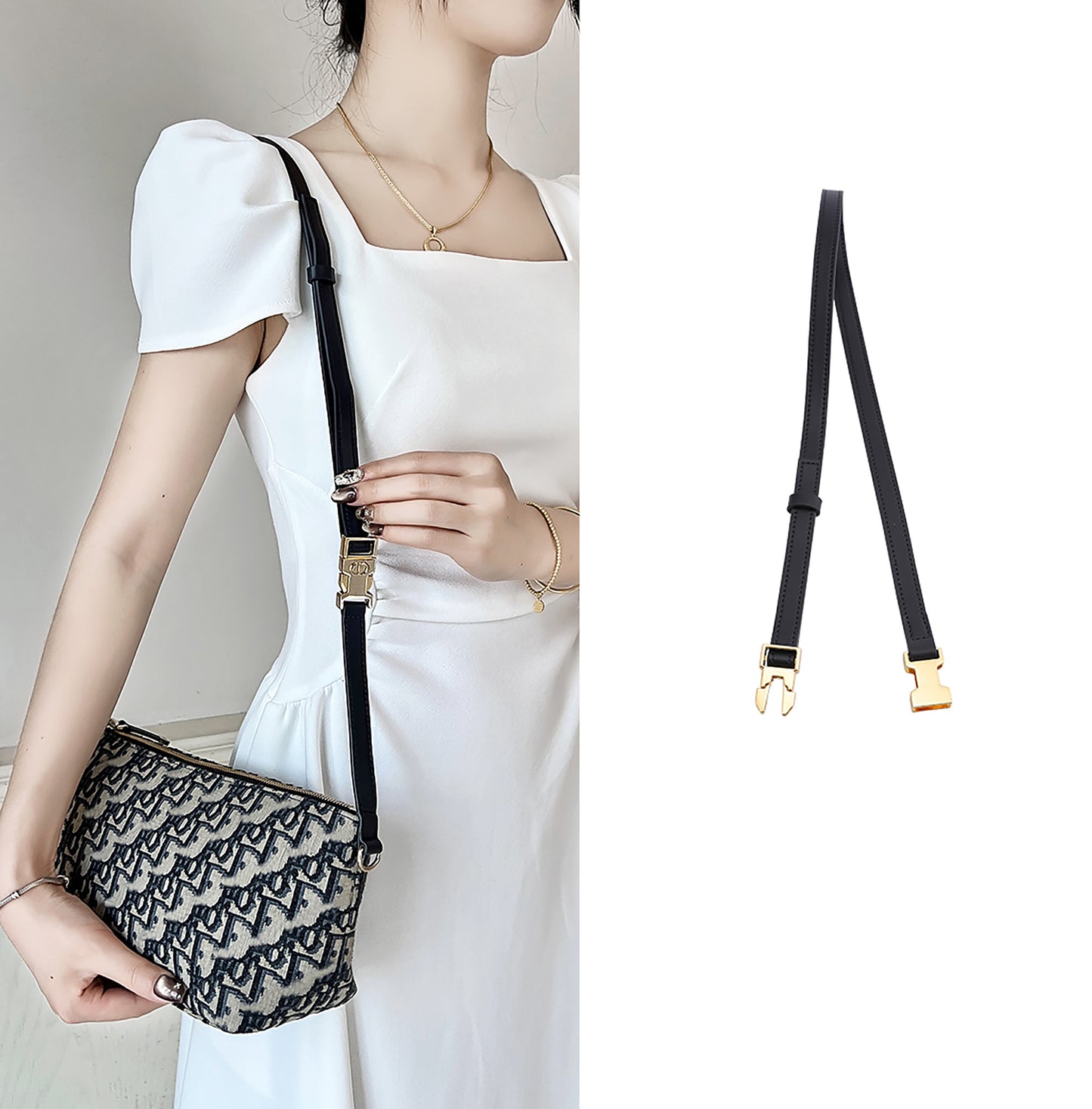 Extension leather shoulder strap for Diorstar Hobo bag, 1.4 cm length strap extension modification accessory