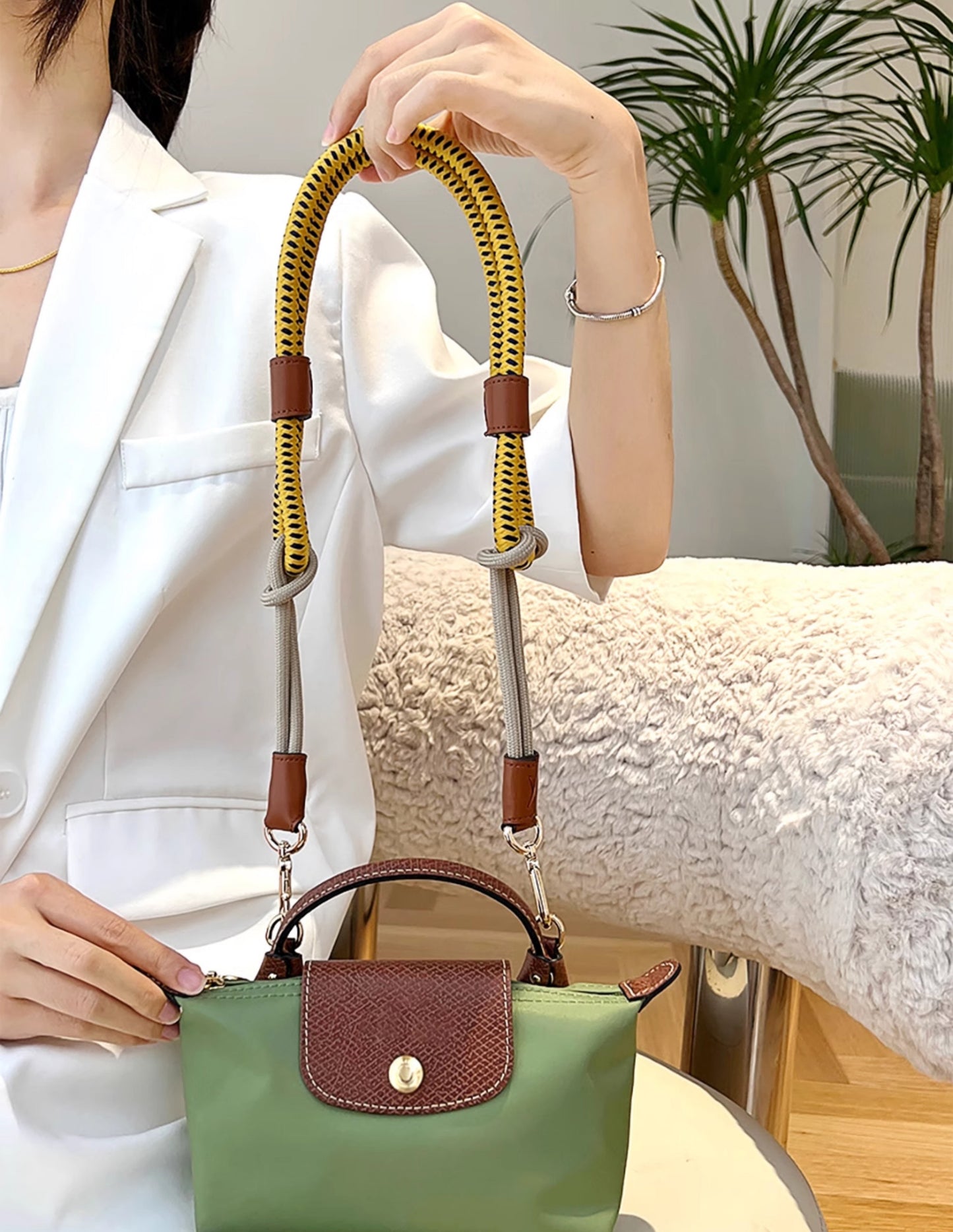 The Pliage Energy bag replacement shoulder strap, nylon woven strap, leather transformation buckle, single shoulder strap